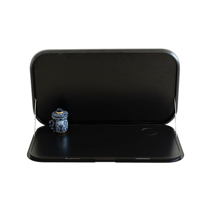 White Wall‑Mount Fold‑Down Caravan Picnic Table, Keyless Latch with LED Lighting & Backing Plate, 900 x 550mm