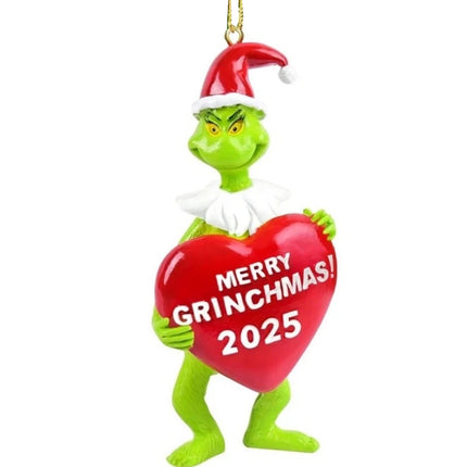 2pcs 2025 Christmas Ornaments: 3D Grinch Xmas Tree Hanging Pendant Figurines for Home Decoration