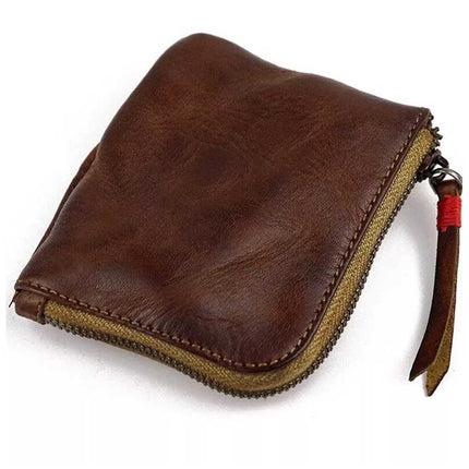 Leather Coin Purse for Women&Men Vintage Handmade Wallet Mini Card Holder Bag Men Xmas Gift
