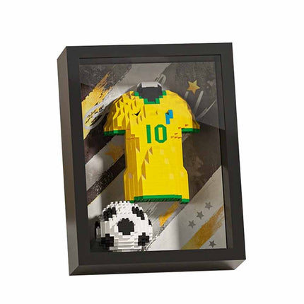 3D Football Jersey Brick Display with Art Frame, Wall & Desk Decor Gift for Soccer Fans