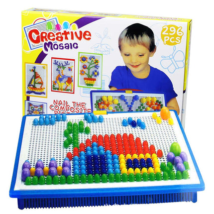 296pcs Kids Creative Children Puzzle Pegs Board Educational Learning Toys