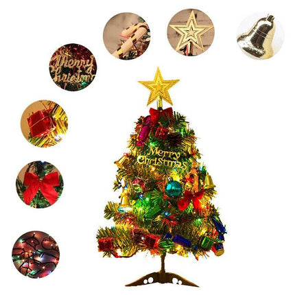 30cm Tabletop Artificial Small Mini Christmas Tree With Ornament LED Lights Xmas