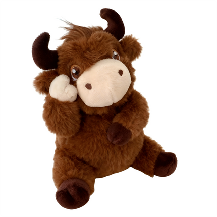 Fluffy Plush Farm Animal Toys - Black-White Cow, Pink Pig & Brown Highland Cow Plush Stuffed Dolls