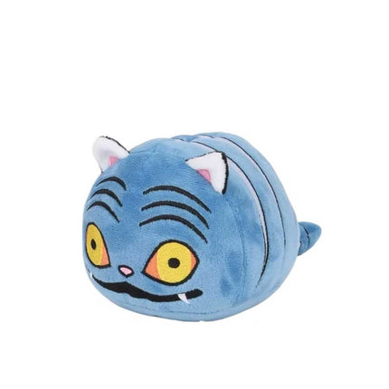 Blue Striped Grumpy Cat Plush Toy - Cute Round Soft Stuffed Animal