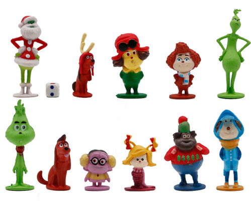 12Pcs How the Grinch Stole Christmas Cartoon Action Figure Kids Toy Doll Gifts