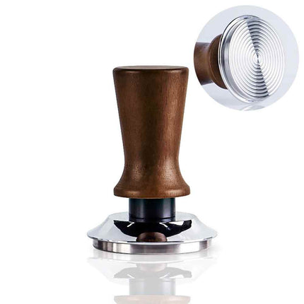 53mm Beech Wood Coffee Tamper Threaded Base with Internal Spring