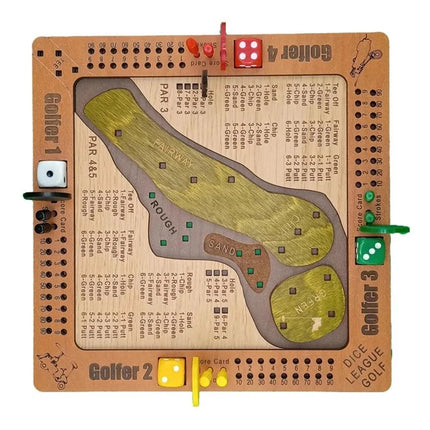 Wooden Mini Tabletop Dice Golf Game, Fun Challenging Desktop Family Strategy Board Game