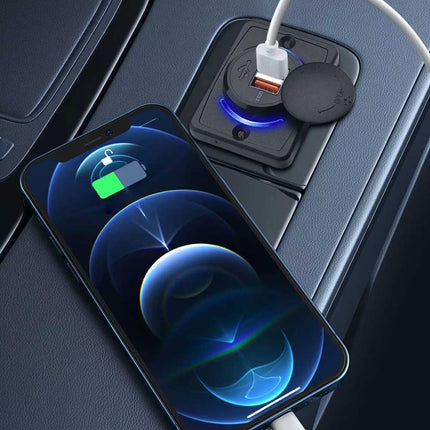 Dual QC3.0 USB Port Car Fast Charger 3.1A 12/24V Socket Power Outlet Panel Caravan RV