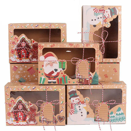 12PCS Christmas Candy Cookie Boxes Bakery Gift Boxes Cupcake Muffin Cake Box