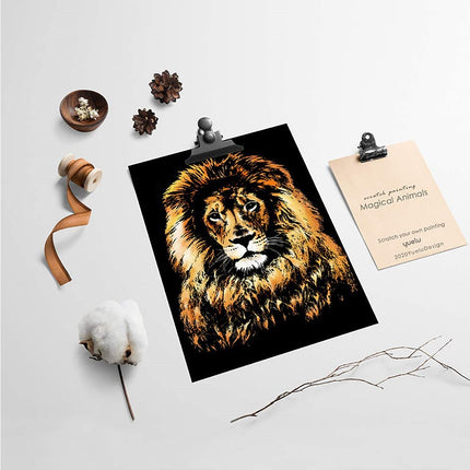 4PCS Rainbow Scratch Art Painting Paper A4 for Kids & Adults, Night View Art Craft