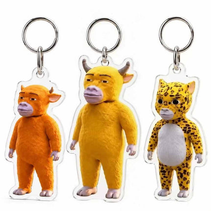Cow Figure Acrylic Keychain, Cute Animal Bag Charm Pendant Key Ring