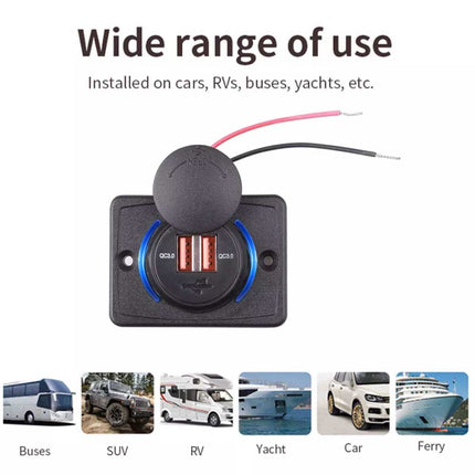 Dual QC3.0 USB Port Car Fast Charger 3.1A 12/24V Socket Power Outlet Panel Caravan RV