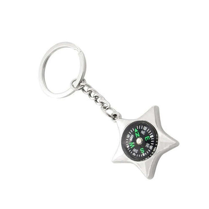 Metal Compass Key Chain Chrome Keyring Pendant Fashion Accessory Gift