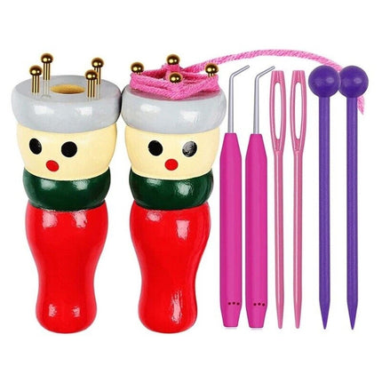 Wooden Spool Knitting Doll Set – 2-Piece French Knitting Tool Kit for Beginners