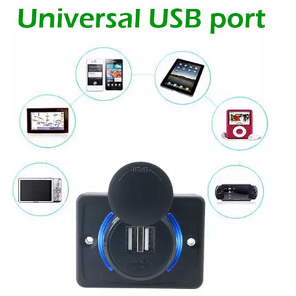 Dual QC3.0 USB Port Car Fast Charger 3.1A 12/24V Socket Power Outlet Panel Caravan RV