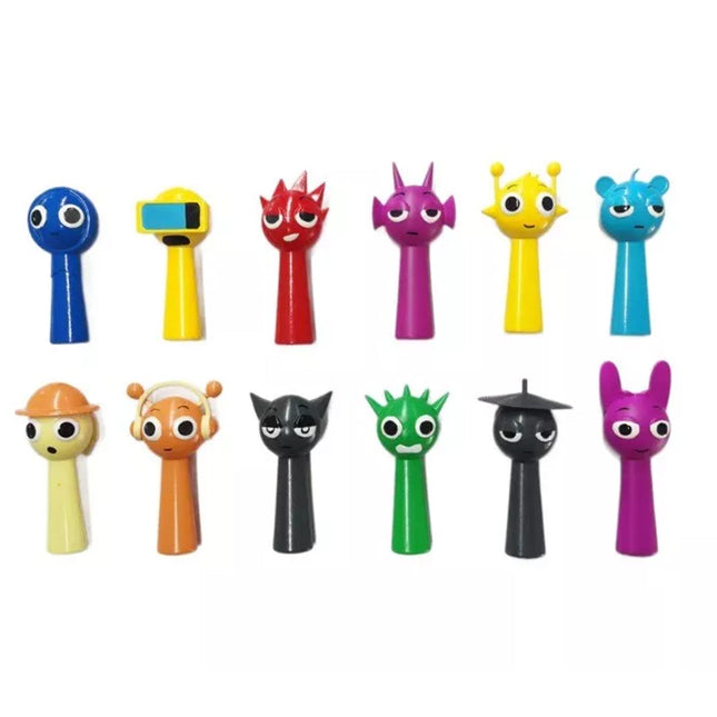 12x Sprunki Toy Simon Oren Winda Sprunki Character Doll Cake Baking Model Figure Toy