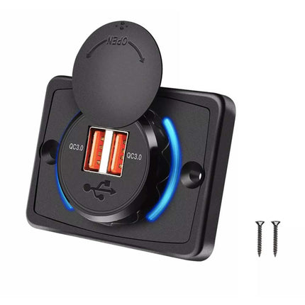 Dual QC3.0 USB Port Car Fast Charger 3.1A 12/24V Socket Power Outlet Panel Caravan RV