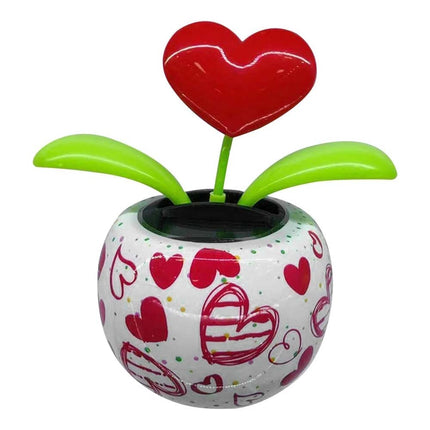 Red Solar-Powered Dancing Ornament - Fruit Heart Flower Design Car Interior Decor