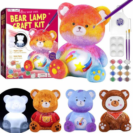 Paint Your Own Bear Lamp Kit DIY Arts & Crafts Painting Set Gift for Kids Boys Girls