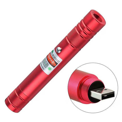 Red Aluminium Strong Green Beam Laser Pointer Pen USB Rechargeable 532nm Lazer