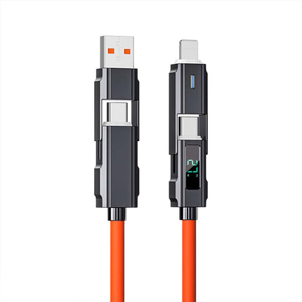 4-in-1 Digital Display USB Type-C PD 100W Fast Charging Cable for iPhone & Android