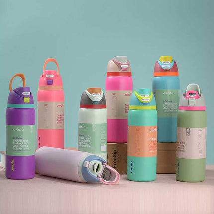 1X Random Owala  FreeSip Stainless Steel Water Bottle Insulated Sports Portable