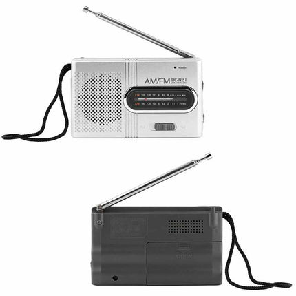 Portable Mini Pocket AM FM Travel Radio Built-in Stereo Speaker Battery Powered