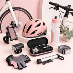 Bike accessories square collection cover with pink ecommerce styling
