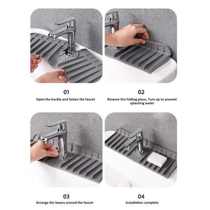 Silicone Faucet Mat for Kitchen & Bathroom: Keep Sinks Dry, Stop Splashes & Speed Up Drying