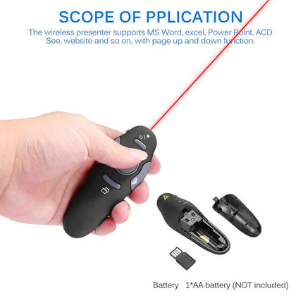 Wireless USB Presenter PowerPoint Pointer Clicker Pen Laser PPT Remote Control