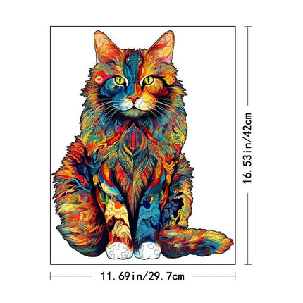 Unique Cat Pattern Wooden Puzzle | Irregular Shapes Leisure Toy (A3 Size)