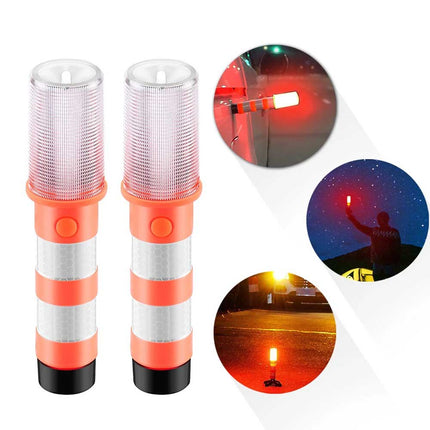 2PCS LED Car Emergency Roadside Warning Flash Strobe Lights Safety Beacon Flares
