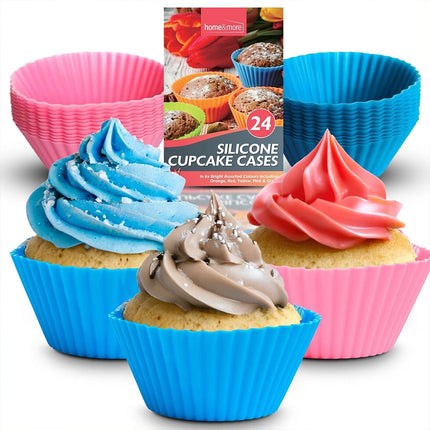 24PCS Reusable Silicone Cupcake Cases - Non-Stick Muffin Baking Moulds