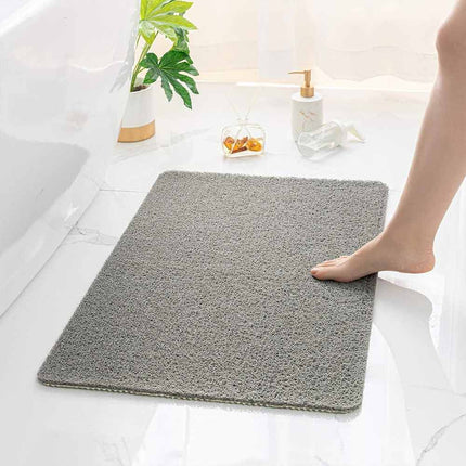 Grey Rectangular Loofah Shower Mat, 60×40cm Non Slip Quick Dry Bath Mat, Super Absorbent Anti-Mould Bathroom Floor Mat for Shower Stall