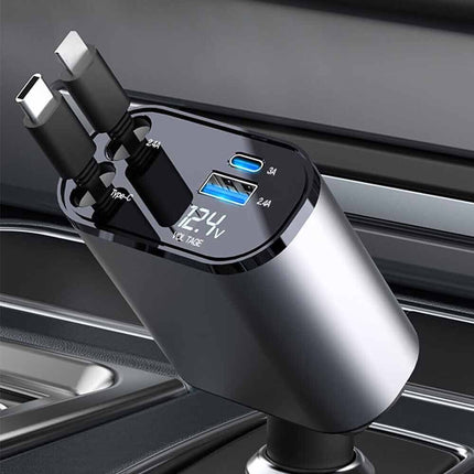 USB Car Charger 4 in 1 Car Charger Adapter Fast Charging with Type C+ For iPhone