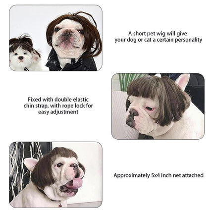 Pet Wig Funny Cat Dog Wig Adjustable Pet Headdresses Pet Cosplay Props