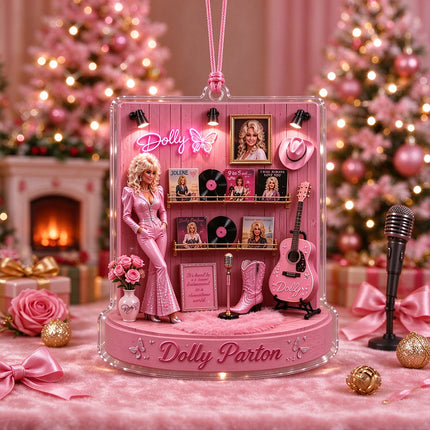 Xmas Tree‑Hanging 2D Acrylic Ornament, Country‑Music Themed Holiday Keepsake Decoration Gift
