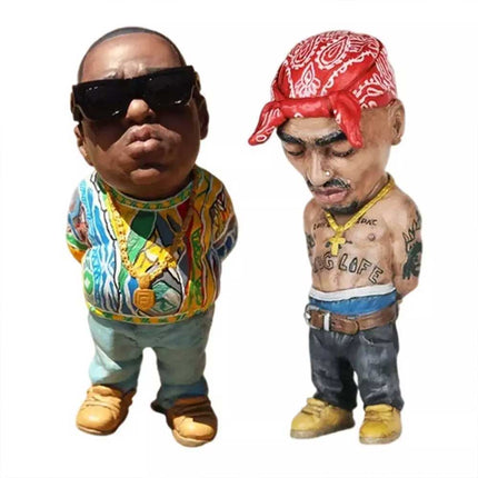10cm Resin Small Pop-Rapper Star Tupac Figure Cool Hip Hop Guy Desktop Statue