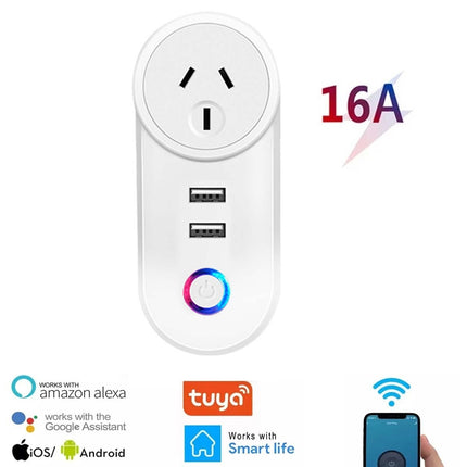 WiFi Smart Socket, Dual Plug Home Outlet Adaptor, Works with Alexa & Google Home