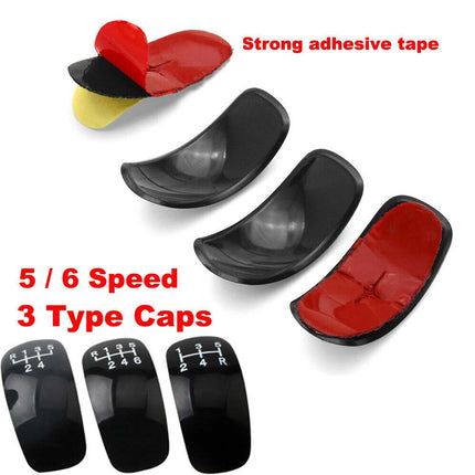 5/6 Speed + 3 Cap Black PU Leather Manual Car Gear Shift Lever Shifter StickKnob