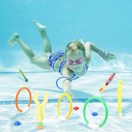 19pcs Kids Underwater Diving Toys Dive Ring and Seaweeds Swimming Pool Toy Game