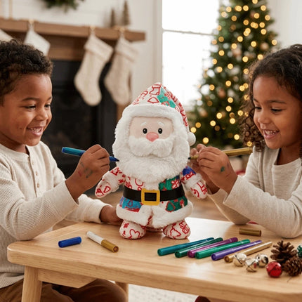 DIY Paintable Blank Santa Claus Plush Toy, Unpainted Christmas Stuffed Doll for Hand‑Painting Craft Project