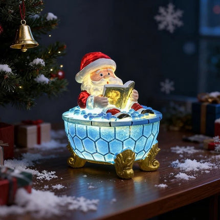 Christmas Santa Bubble Bath Lamp - Cute Santa Reading Books USB LED Decor Lamp