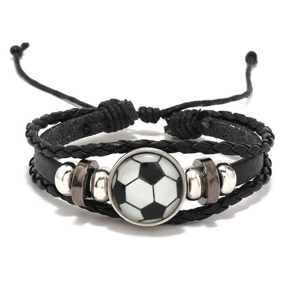 Luminous Football Fan Leather Bracelet Gift TO HIM Hand Rope Bracelet