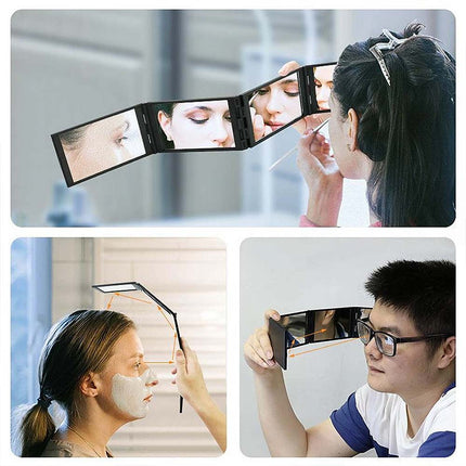 4-Way 360° Mirror for Self Haircut DIY, Adjustable Telescopic Bracket