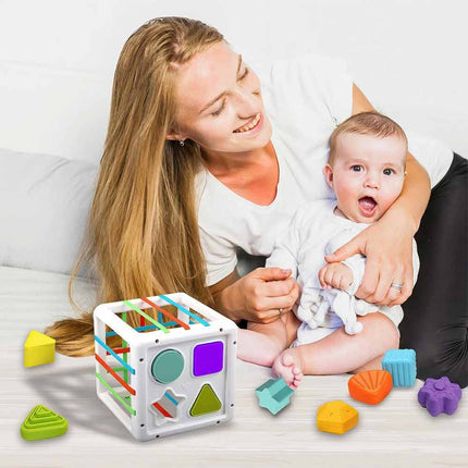 Toddler Montessori Sensory Playset, Educational Shape Sorting Stacking Blocks Baby Learning Toy