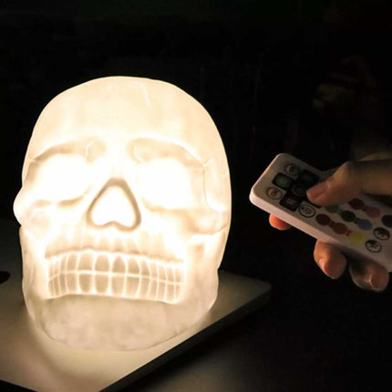 Skull Head LED Night Light 7 Color Bedside Touch Table Lamp USB Remote Control