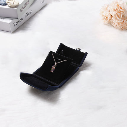 Double-Opening Small Velvet Jewelry Box for Necklaces & Earrings