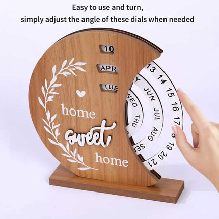Creative Desk Calendar Manual Rotatable Calendar Wooden Desk Calendar Reusable