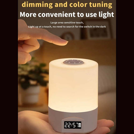 LED Touch Control Night Light with Remote & Digital Time Display - Modern Bedside Lamp for Bedroom
